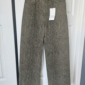ZARA Snakeskin Print Wide-Leg Pants – NWT – Size US 0